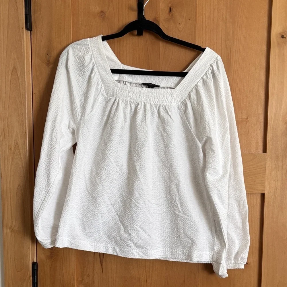 J. Crew White Textured Blouse